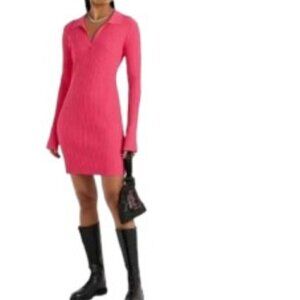 Helmut Lang Pink Ribbed Mini Dress XSmall